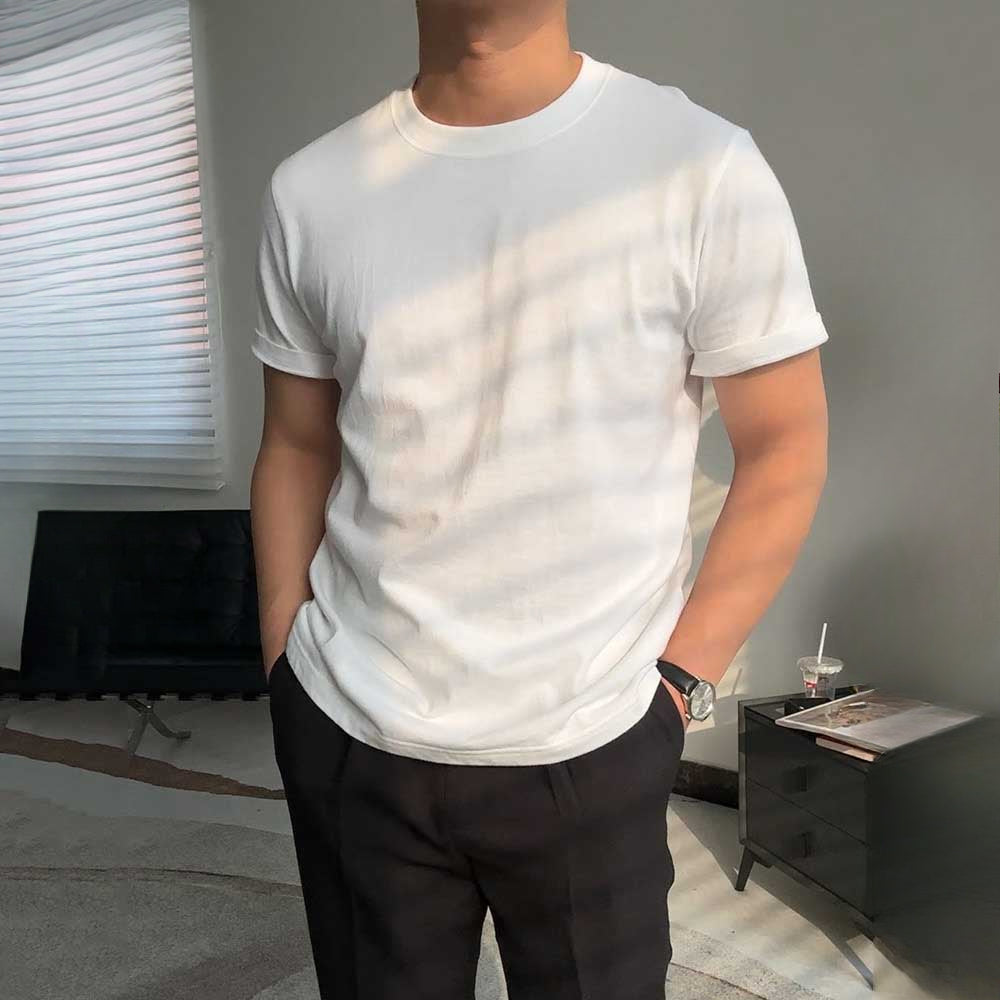 Solid Color Round Neck Seamless Short Sleeves