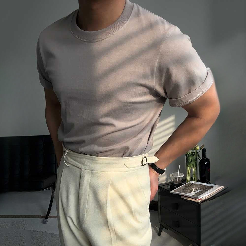 Solid Color Round Neck Seamless Short Sleeves