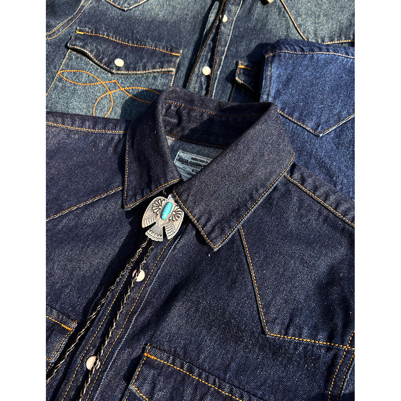 Men's Western Denim with Jewel Buttons Shirt