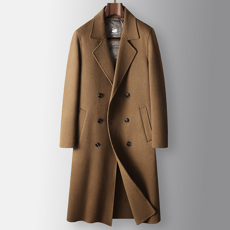 Long Thermal Lined Double-Sided Wool Overcoat