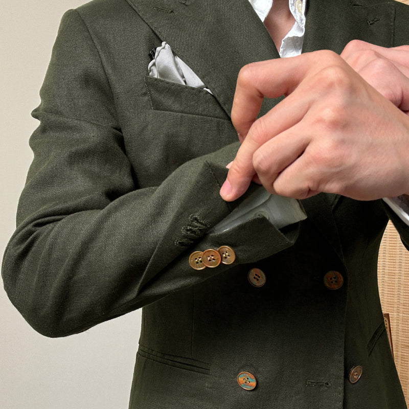 Summer 100% Linen Naples Peaked Lapel Casual Thin Blazer