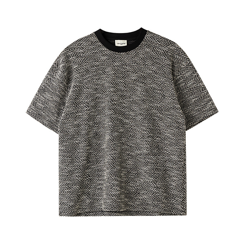 Collarless Knitted Casual T-shirt