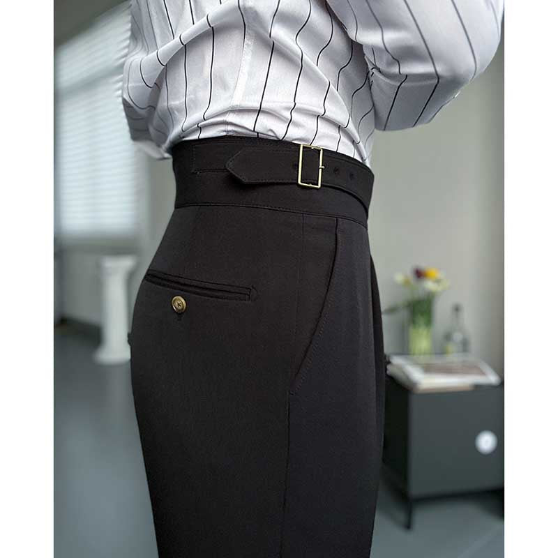 Drape High Waist Straight Vintage Trousers