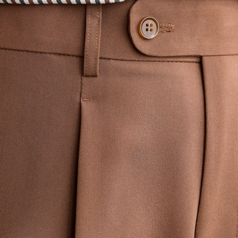 Retro Elastic Waist Non-iron Business Slim Fit Trousers