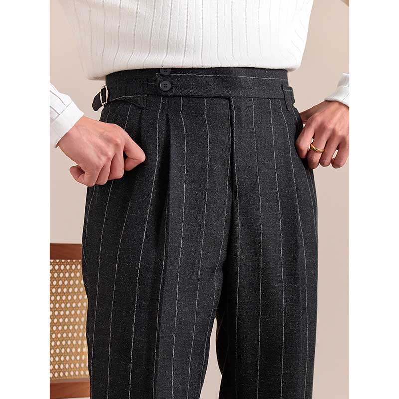 Italian Style Double Button Striped Suit Trousers