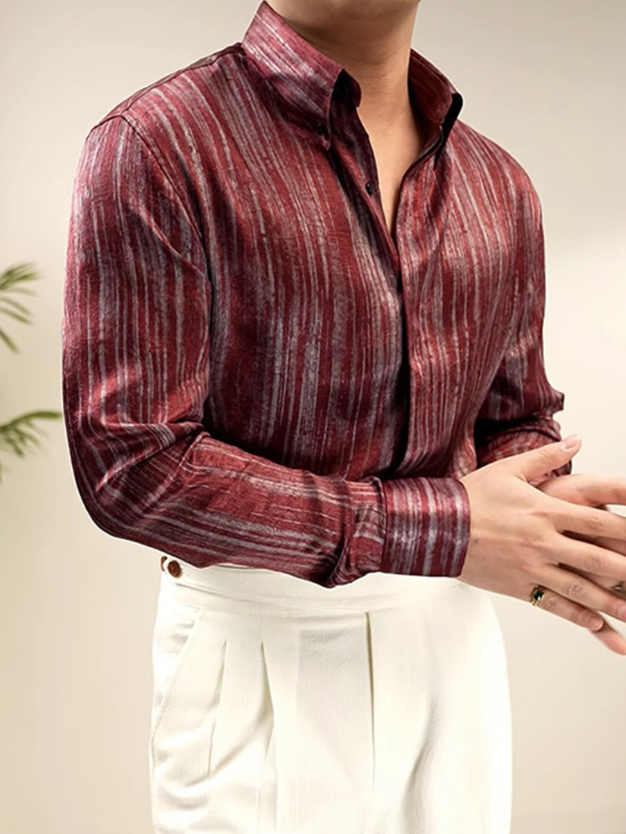 Striped Non-iron Thin Single-breasted Shirt