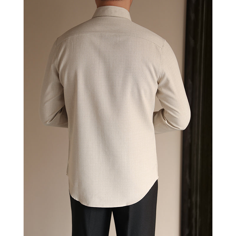Slim-fit Peak Collar Plaid Shirt