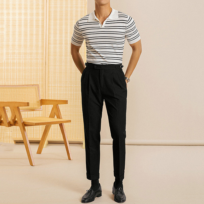 Business V-neck Striped POLO Shirt