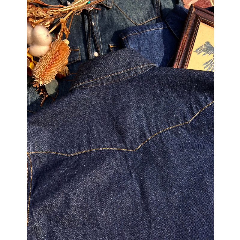Men's Western Denim with Jewel Buttons Shirt