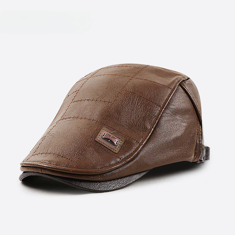 Warm Short Brim PU Leather Beret
