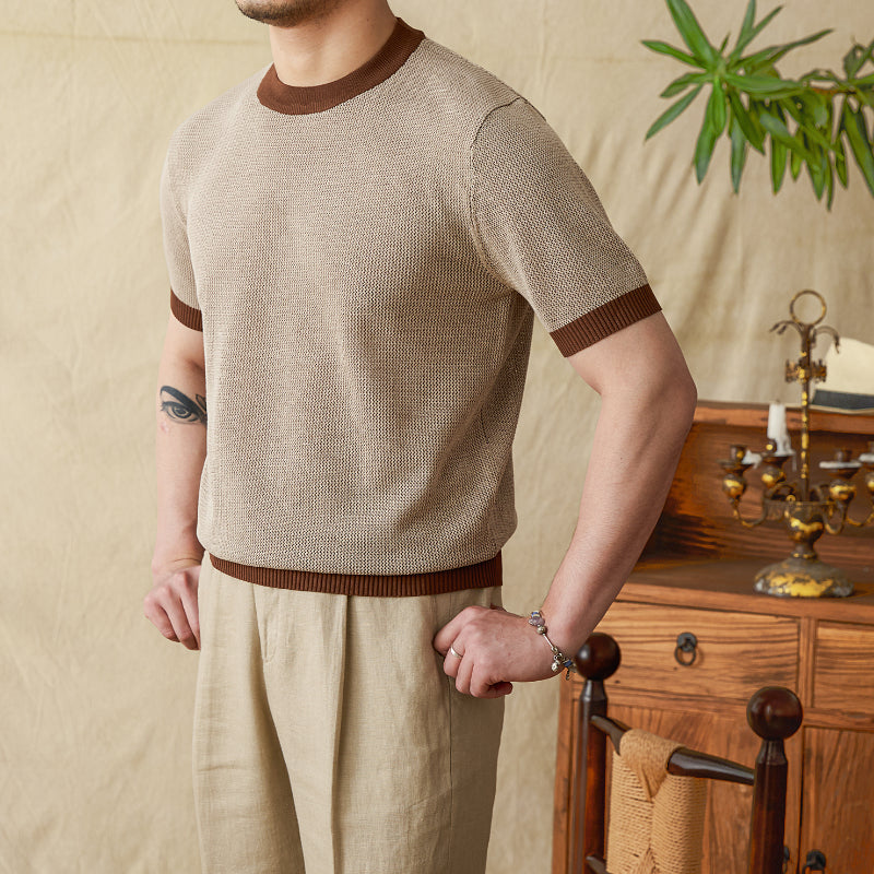 Summer Casual Knitted Round Neck T-shirt