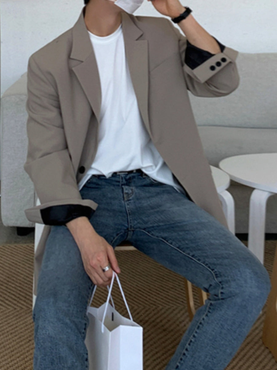 Korean Style Loose Casual Single-breasted Blazer