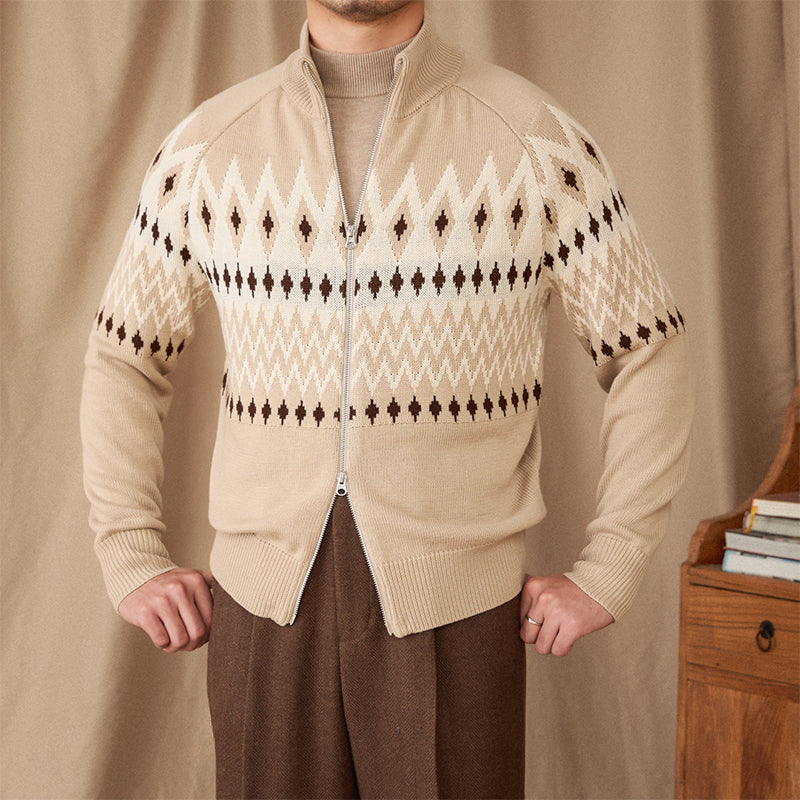 Wool Slim Stand Collar Knit Cardigan