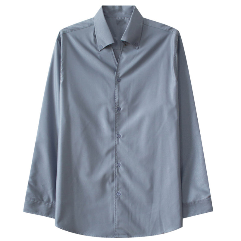 Slim Fit Solid Color Pointed Collar Shirt
