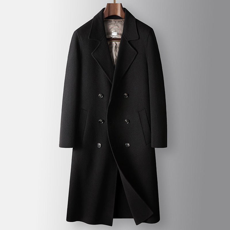Long Thermal Lined Double-Sided Wool Overcoat