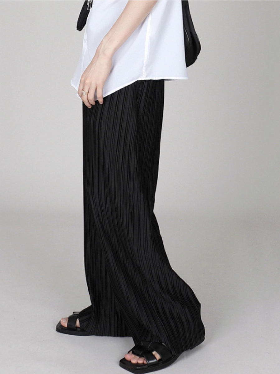 Ice Silk Loose Pleated Drape Wide-leg Pants