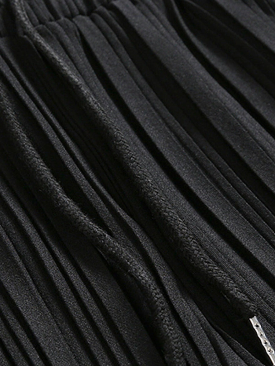 Ice Silk Loose Pleated Drape Wide-leg Pants