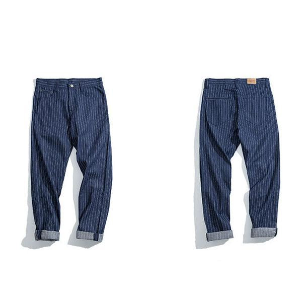 "Wabash Raw Denim" Railway Stripe Straight Men's Pants
