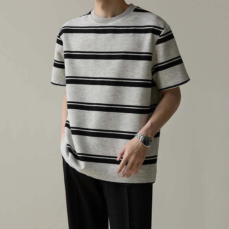Striped Crew Neck Casual T-shirt