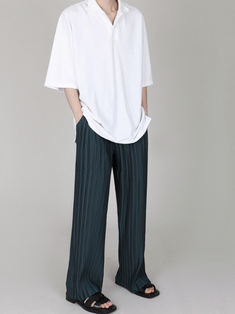 Ice Silk Loose Pleated Drape Wide-leg Pants