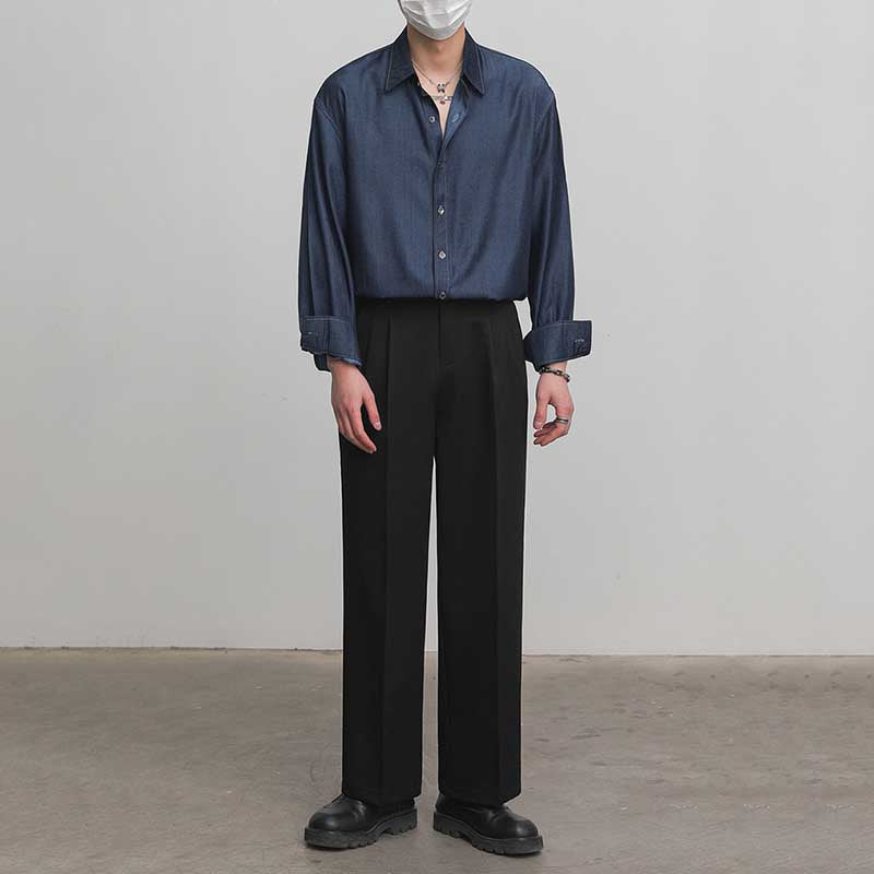 Loose Solid Color Drape Non-iron Shirt