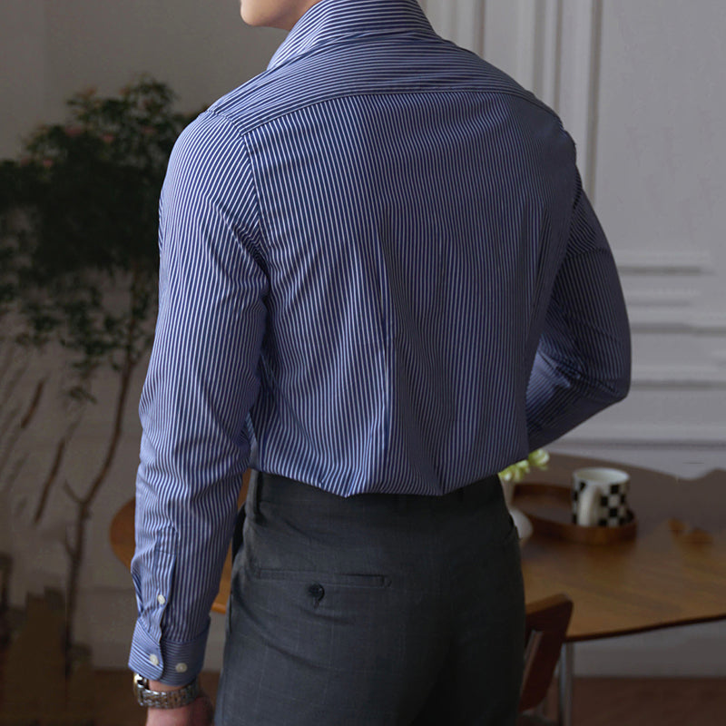 Men's Business Slim Fit Vertical Striped Shirt