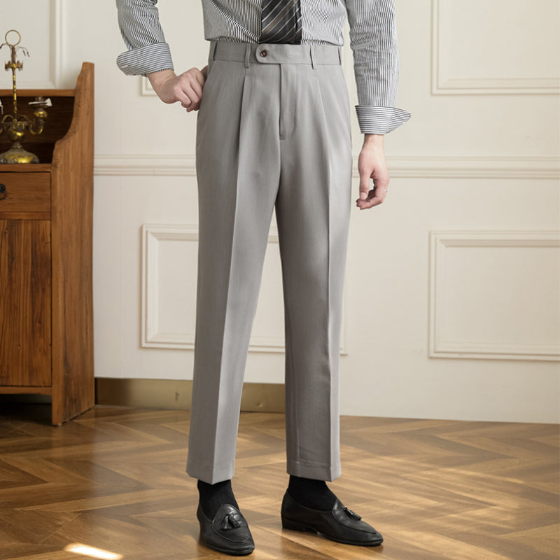 Retro Elastic Waist Non-iron Business Slim Fit Trousers