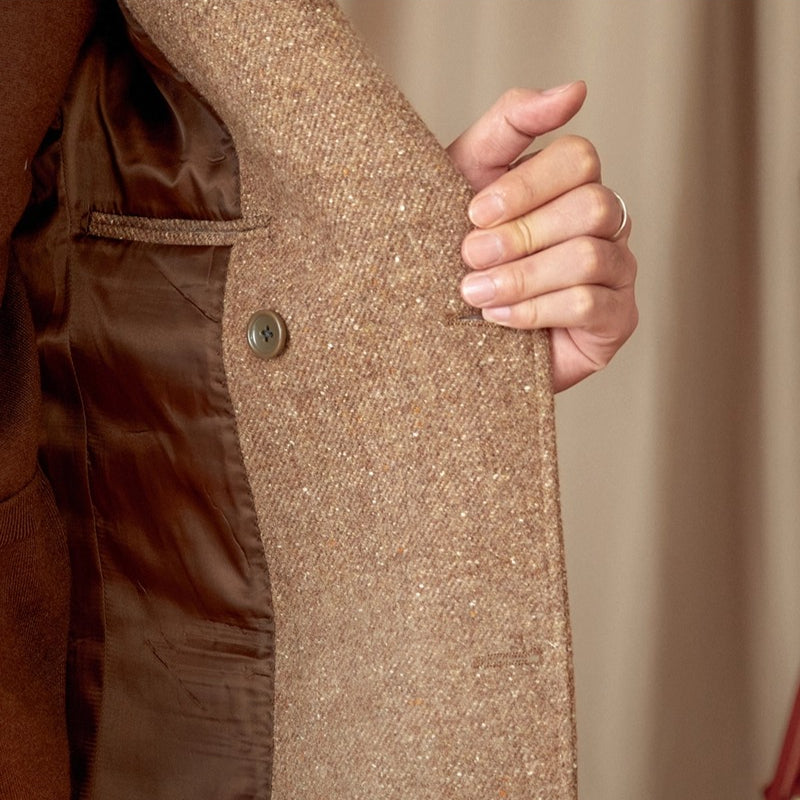 Wool-Silk Blend Tweed Coat
