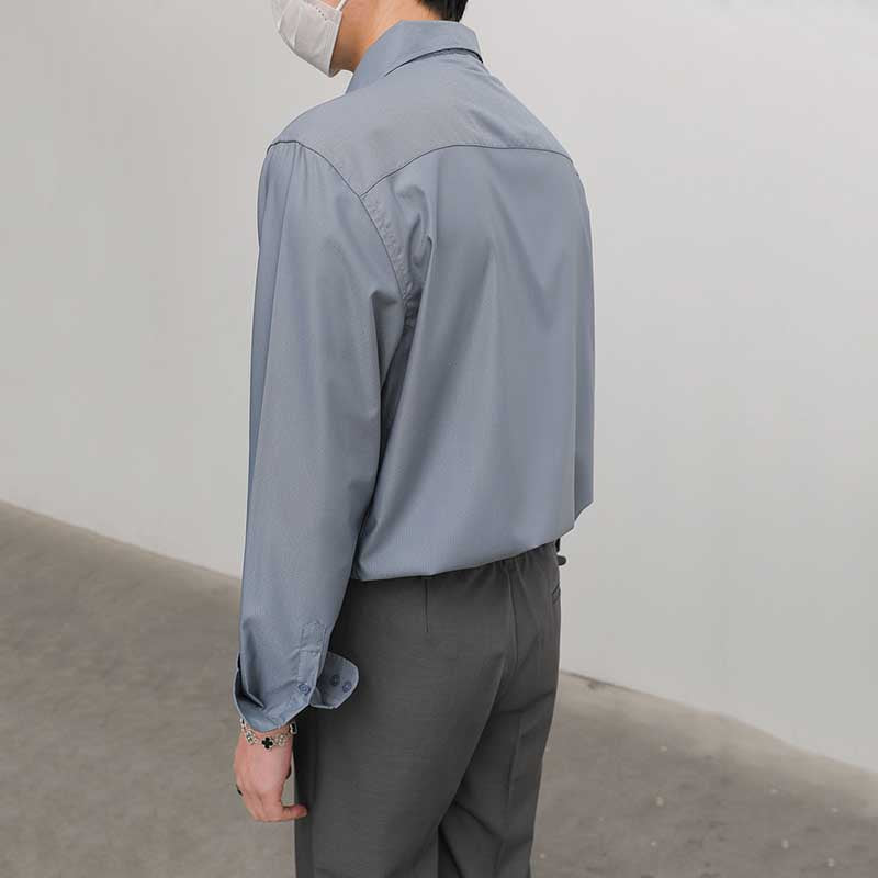 Slim Fit Solid Color Pointed Collar Shirt