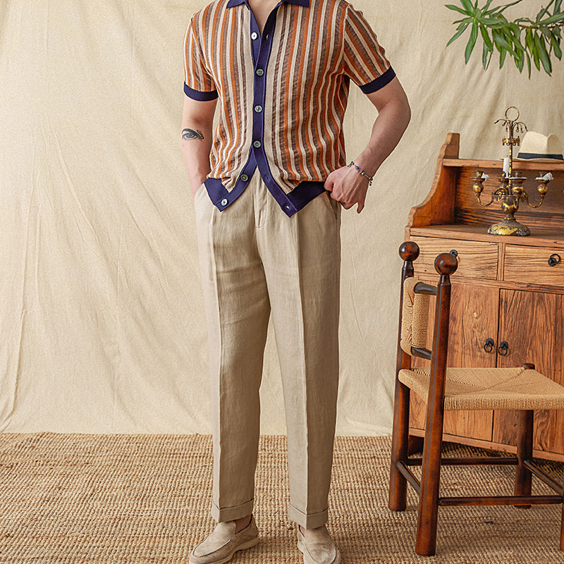 Summer Striped Jacquard Patchwork Sweater
