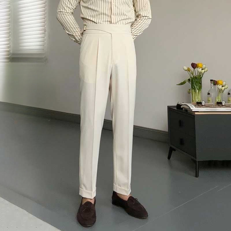 Drape High Waist Straight Vintage Trousers