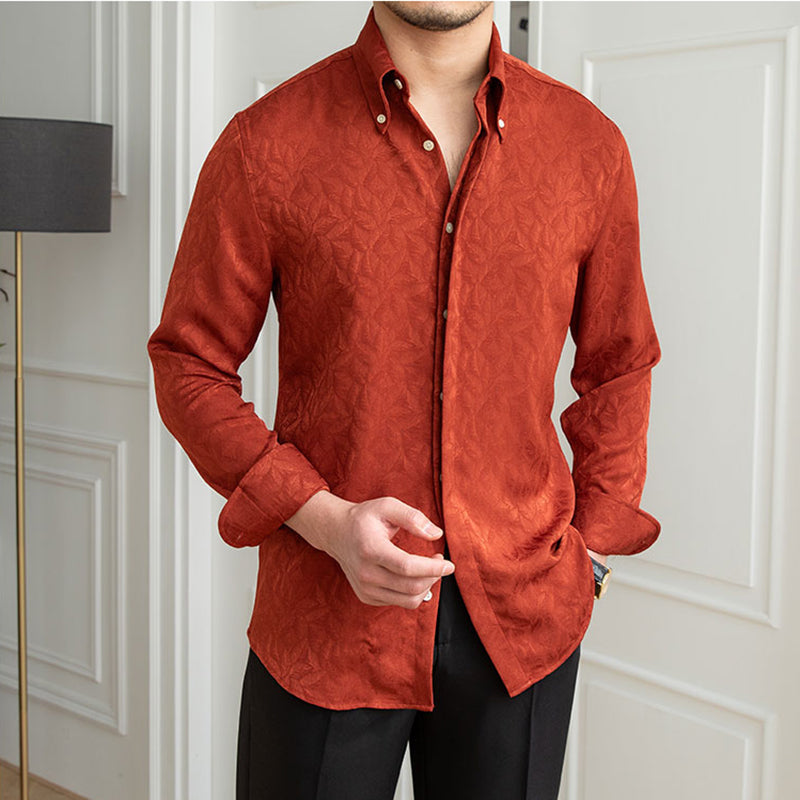 Casual Jacquard Long Sleeve Shirt