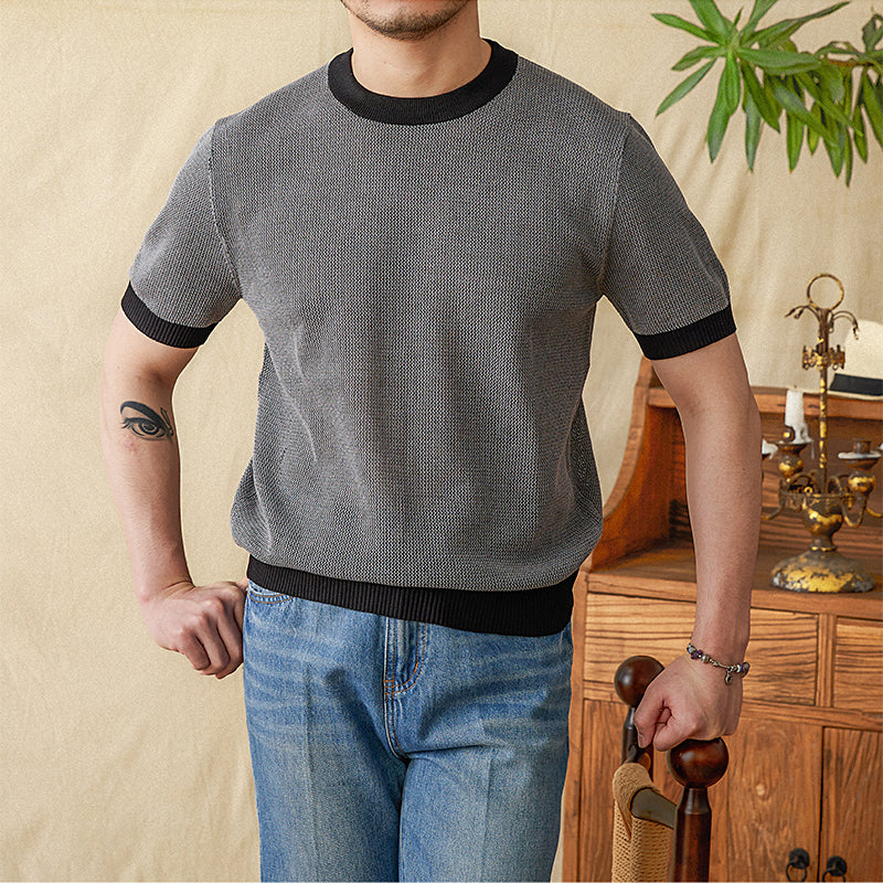 Summer Casual Knitted Round Neck T-shirt
