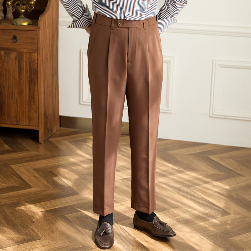 Retro Elastic Waist Non-iron Business Slim Fit Trousers