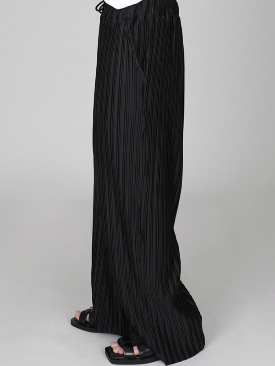 Ice Silk Loose Pleated Drape Wide-leg Pants