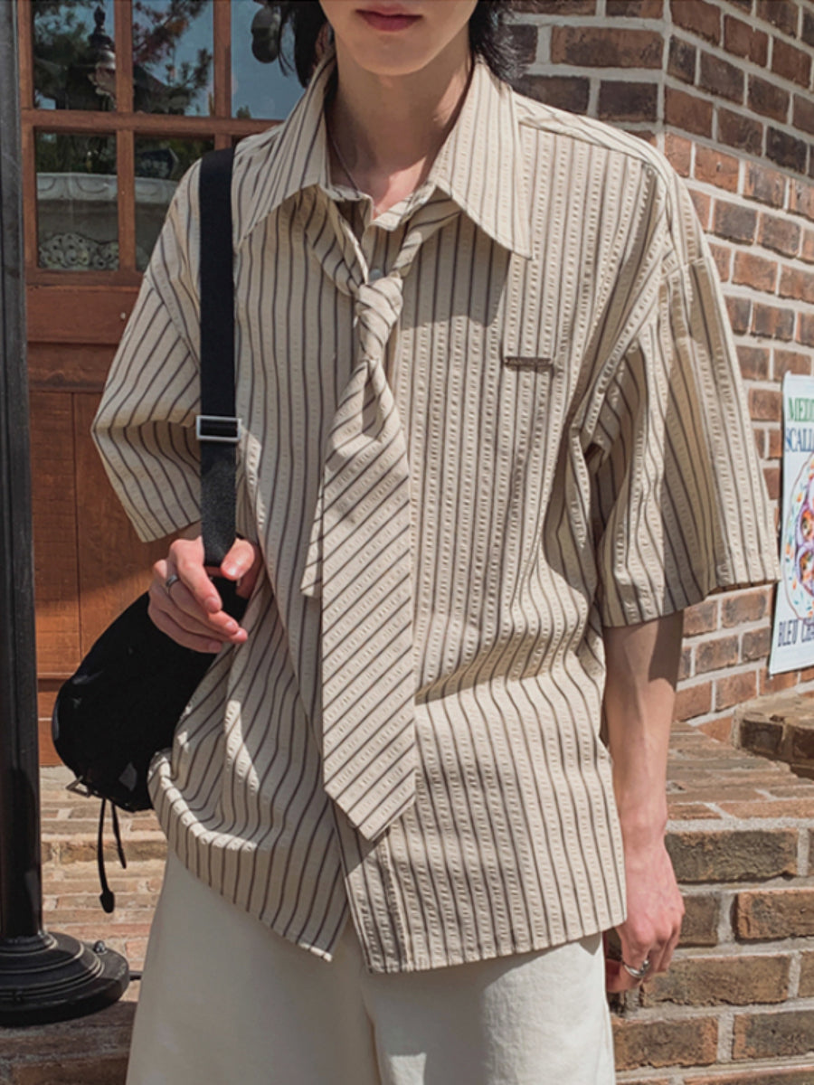 Japanese Striped Loose Casual Shirt