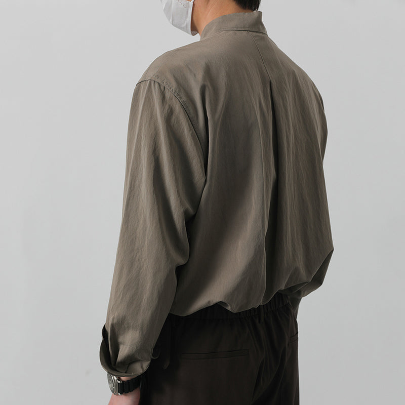 Stand Collar Long Sleeve Casual Shirt