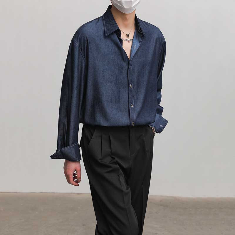 Loose Solid Color Drape Non-iron Shirt