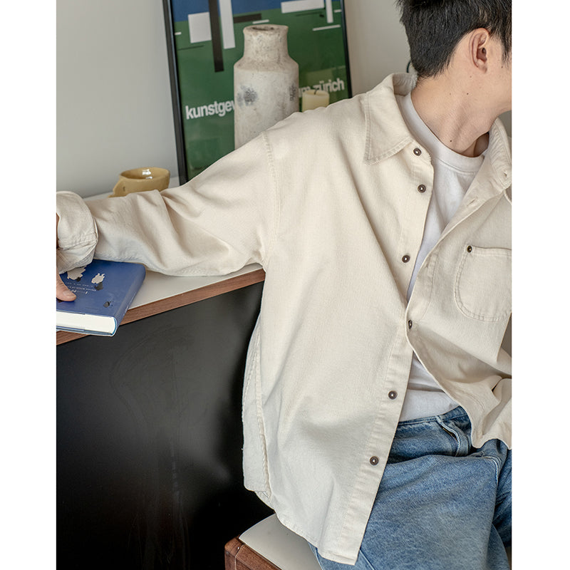 Multicolor Square Neck Corduroy Shirt