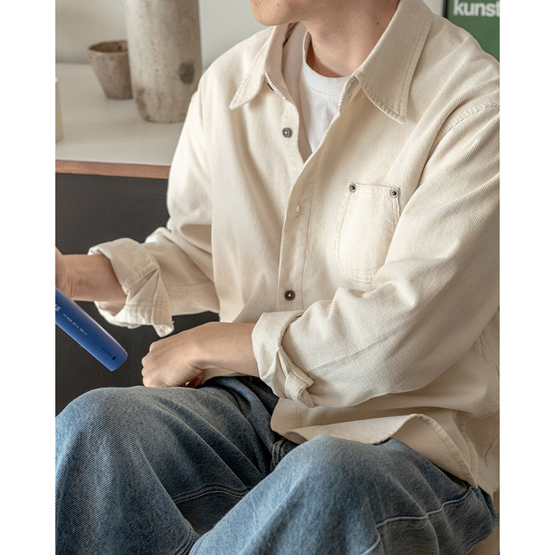 Multicolor Square Neck Corduroy Shirt