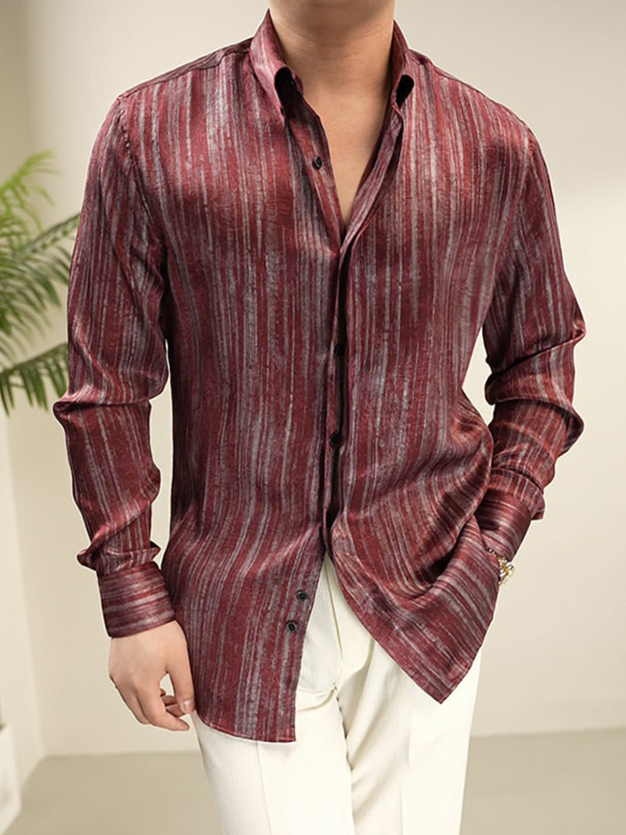Striped Non-iron Thin Single-breasted Shirt