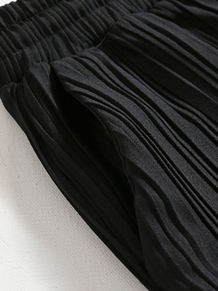 Ice Silk Loose Pleated Drape Wide-leg Pants