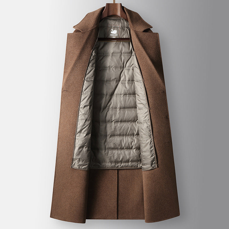 Long Thermal Lined Double-Sided Wool Overcoat