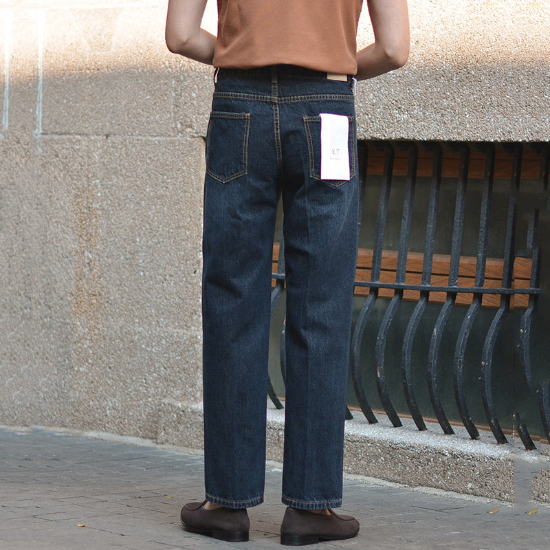Mens Retro Straight Denim Slim Trousers