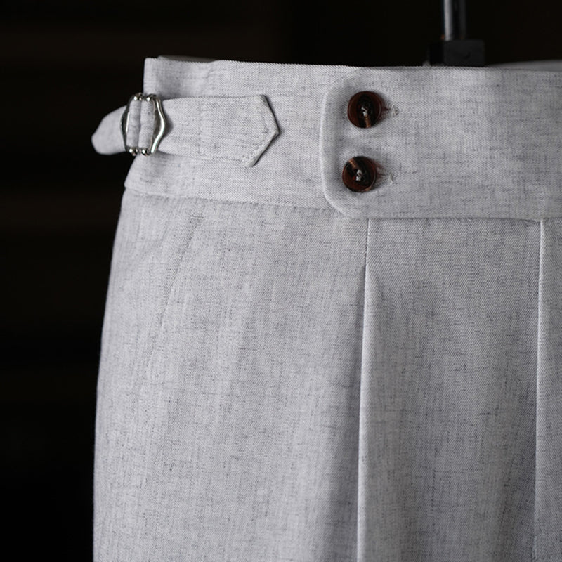 Paris Buckle Straight High Waist Drape Trousers