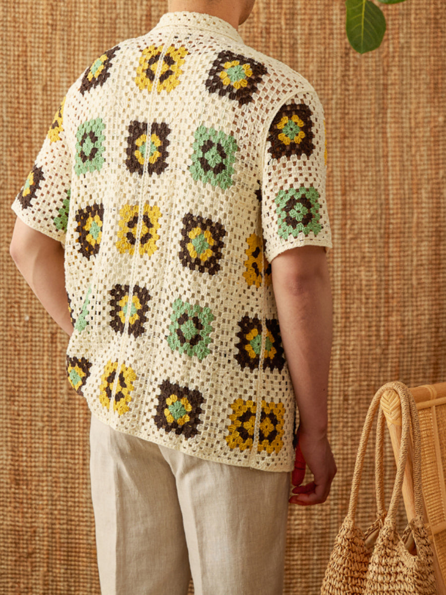 Knitted Cuban Collar Beach Casual Loose Cardigan