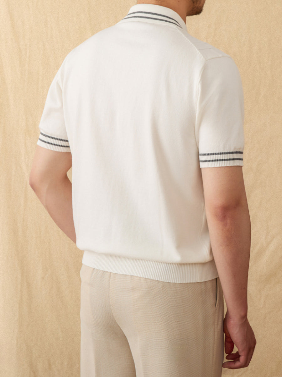 Italian Lapel Cotton Casual Knitted POLO Shirt