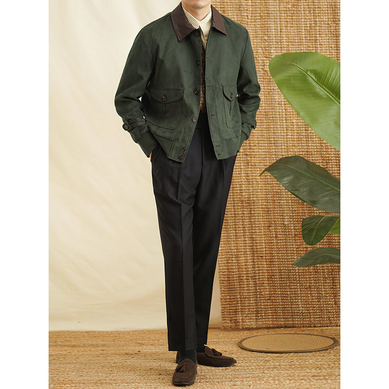 Suede Lapel Slim Windproof Cargo Jacket