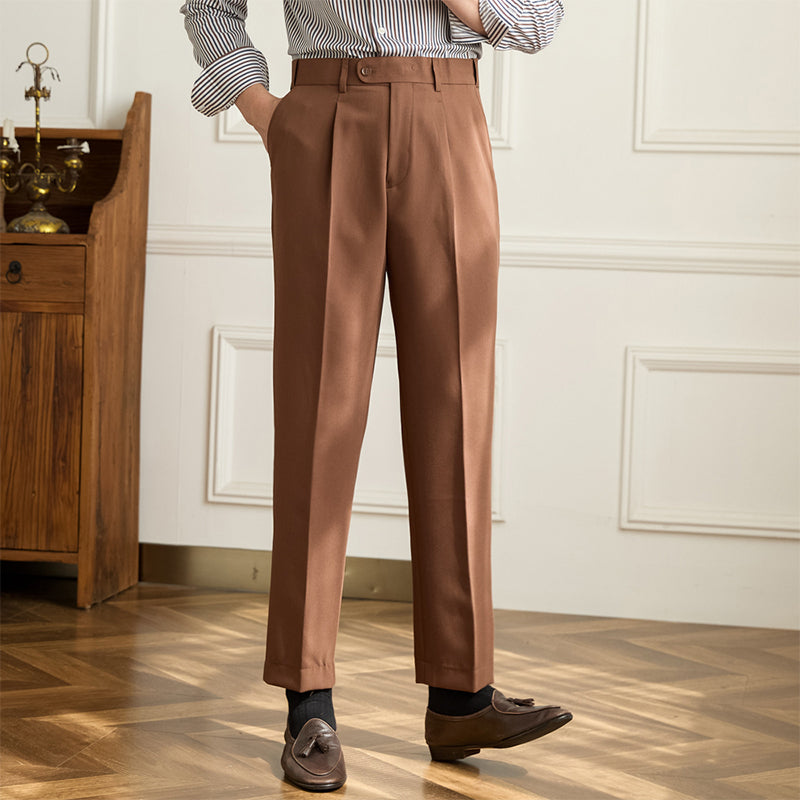 Retro Elastic Waist Non-iron Business Slim Fit Trousers