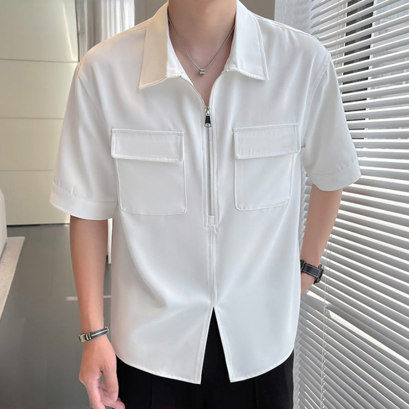 Men's Half-zip Ice Silk cool Short-sleeved Shirt